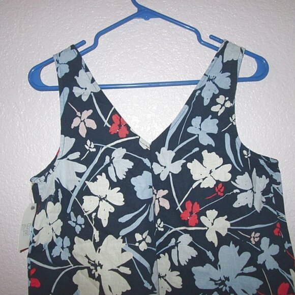 NWT Time And Tru LINEN Blend Size S TANK Tunic Top V-NECK Sleeveless FLORAL Boho - Picture 6 of 8